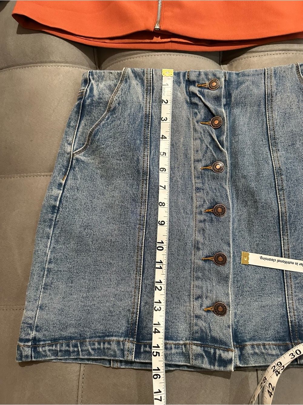 Signature Light Blue Button-Front Denim Skirt